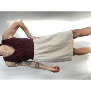 St. John collection Cream Textured A-Line Skirt with Elastic Waistband size 10